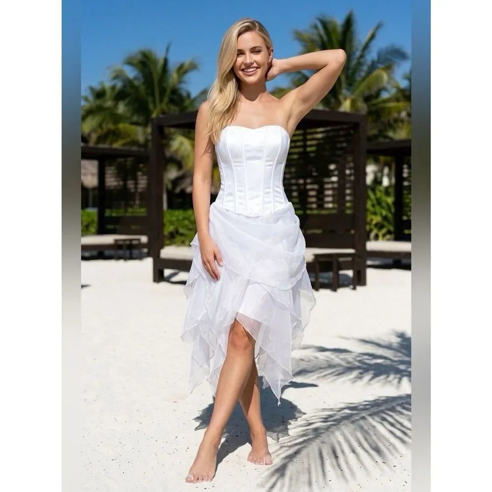 White Strapless Fairy Wedding Dress Size XL EUC